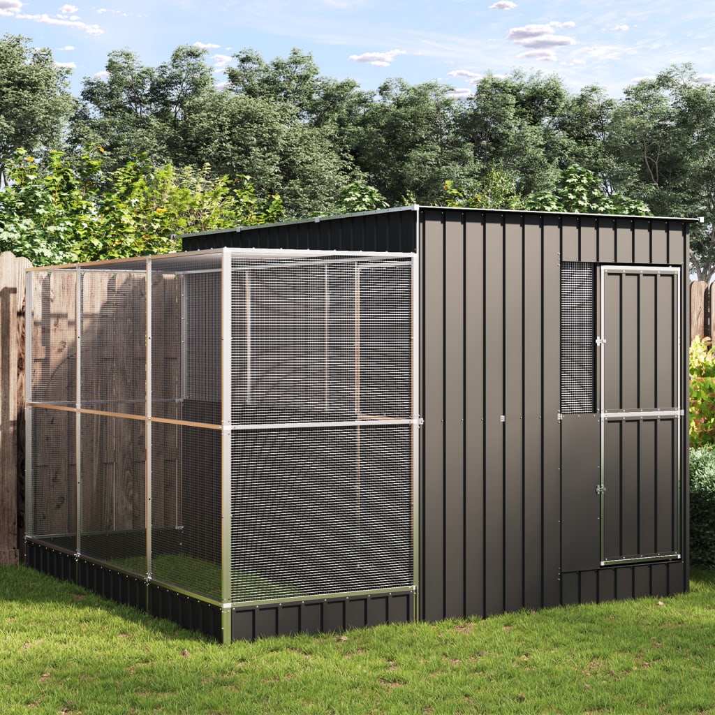 VidaXL Voliere mit Erweiterung 290x303x216 cm Stahl Silber