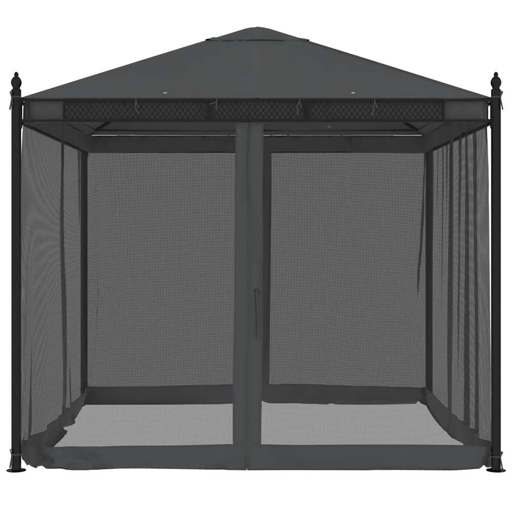 Vidaxx Pavillon mit Netzseitenwänden 2,93x2,93m Stahl Anthrazit