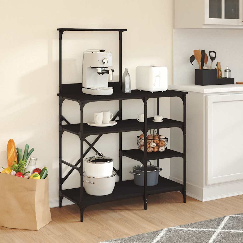 Vidaxx Bäckerregal 90x40x132 cm aus Holz und Metall schwarz