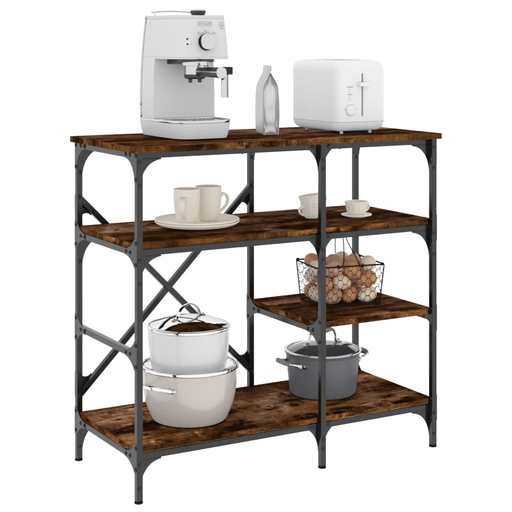 Vidaxx Bäckerregal 90x40x84 cm aus geräuchertem Eichenholz und Metall