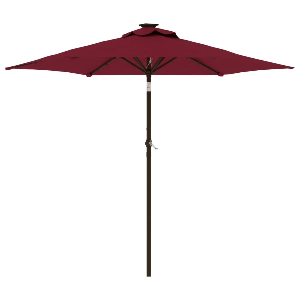 Vidaxx Sonnenschirm mit LEDs und Stahlmast 225x225x212 cm Burgund