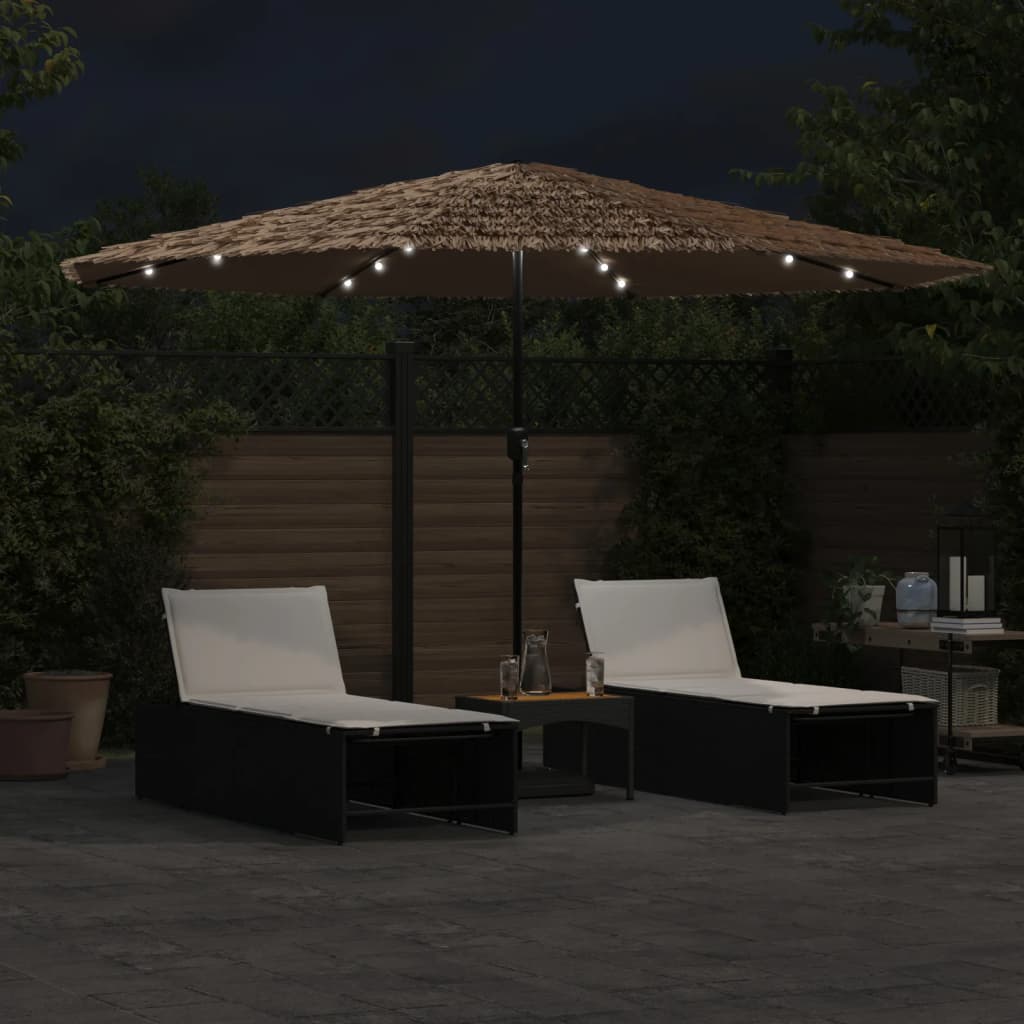 Vidaxx Sonnenschirm mit LEDs und Stahlmast 388x388x248 cm braun