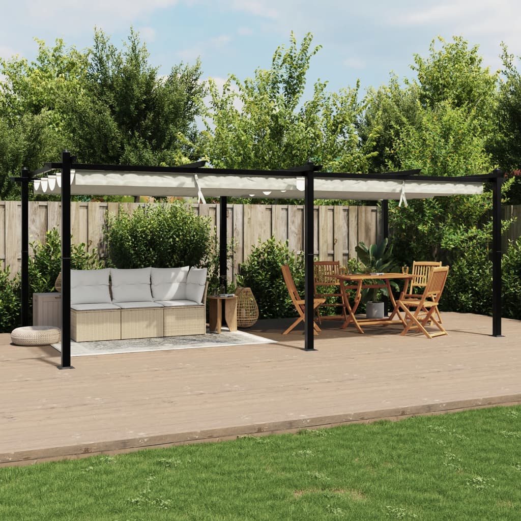 VidaXL Pavillon mit ausfahrbarem Dach 3x6 m Aluminium cremefarben