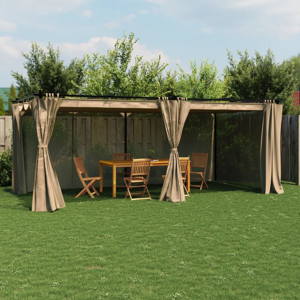 VidaXL Pavillon mit Vorhängen 6x3 m Stahl Taupe