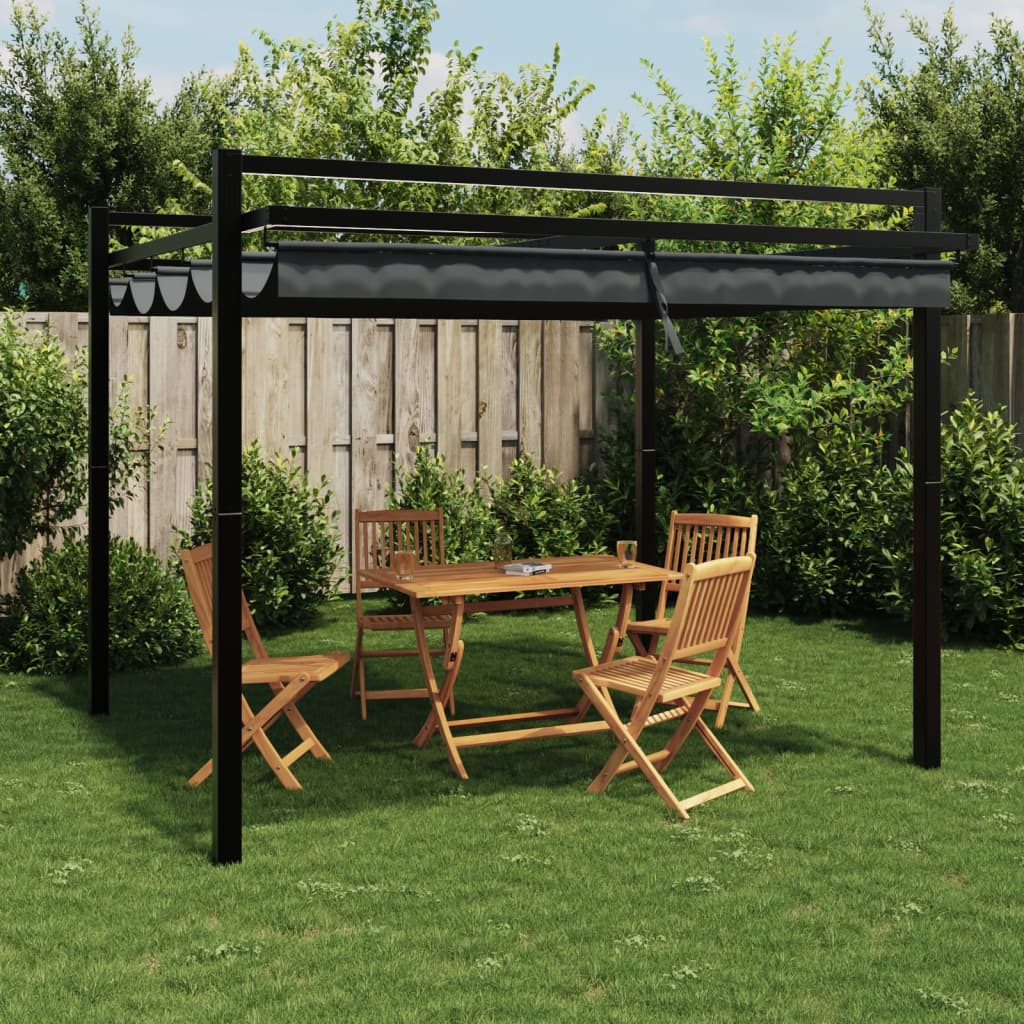 VidaXL Pavillon mit ausfahrbarem Dach 3x3 m Aluminium Anthrazit
