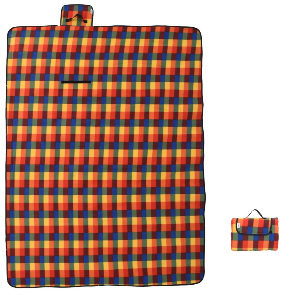 Vidaxx faltbare Picknickdecke kariert 200x150 cm Samt mehrfarbig