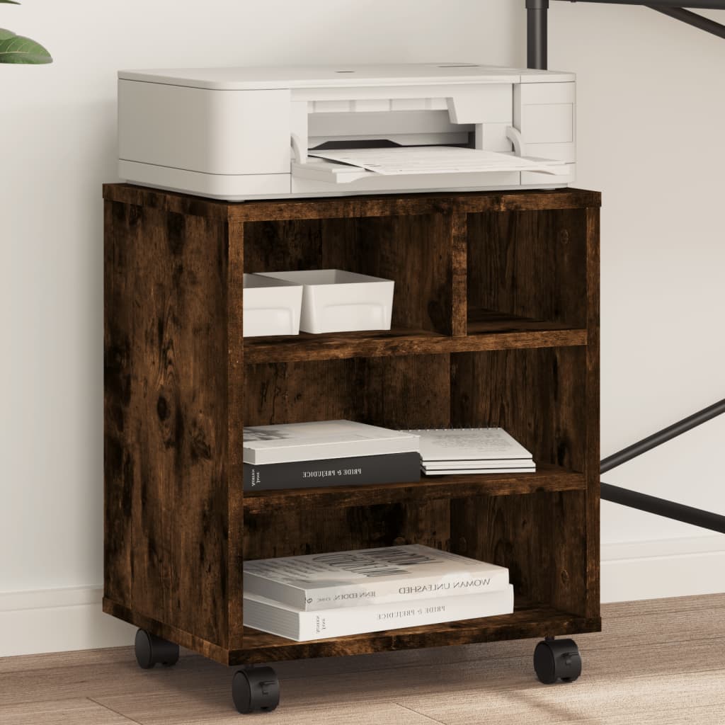 VidaXL Druckerschrank mit Rollen 41x32x48 cm geräucherte Eiche