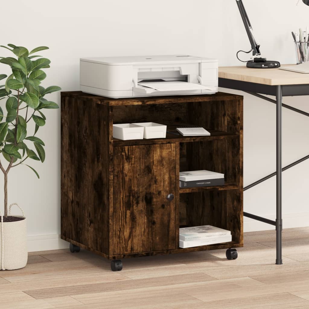 VidaXL Druckerschrank mit Rollen 60x50x67 cm geräucherte Eiche
