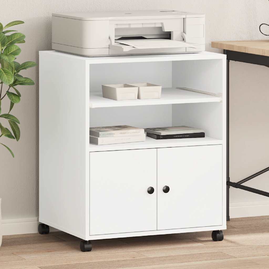 VidaXL Druckerschrank mit Rollen 60x48x74 cm weiß