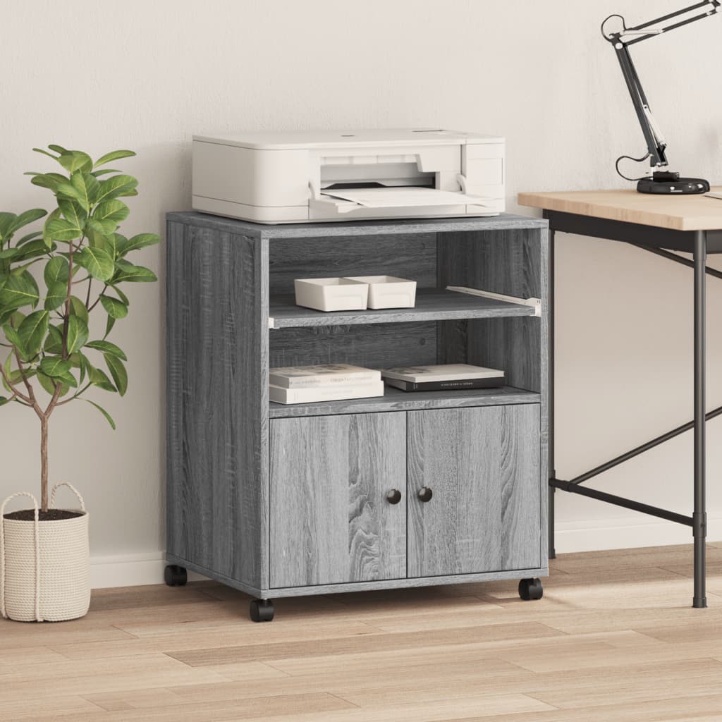 VidaXL-Druckerschrank mit Rollen 60 x 48 x 74 cm, Farbe Sonoma-Eiche grau