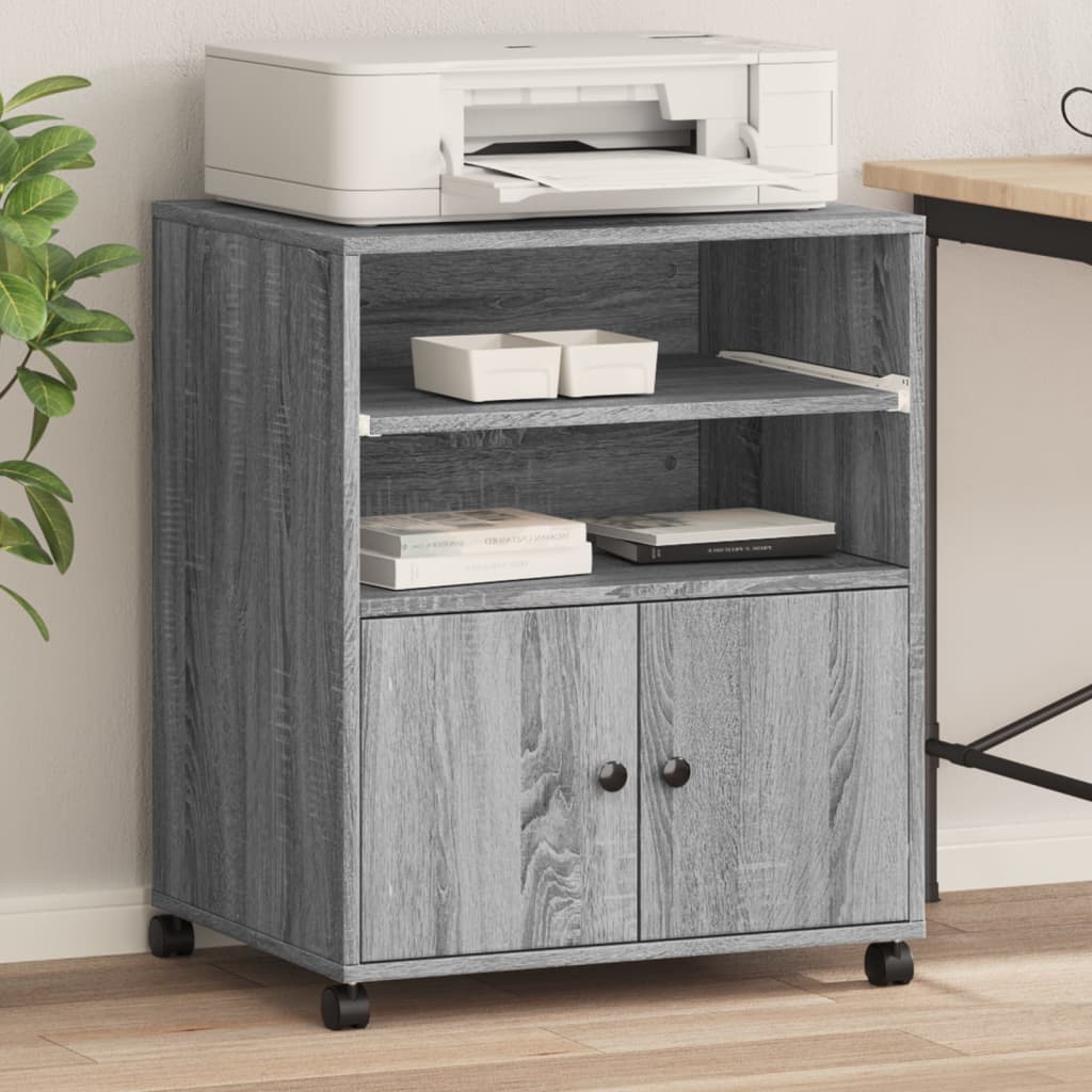 VidaXL-Druckerschrank mit Rollen 60 x 48 x 74 cm, Farbe Sonoma-Eiche grau