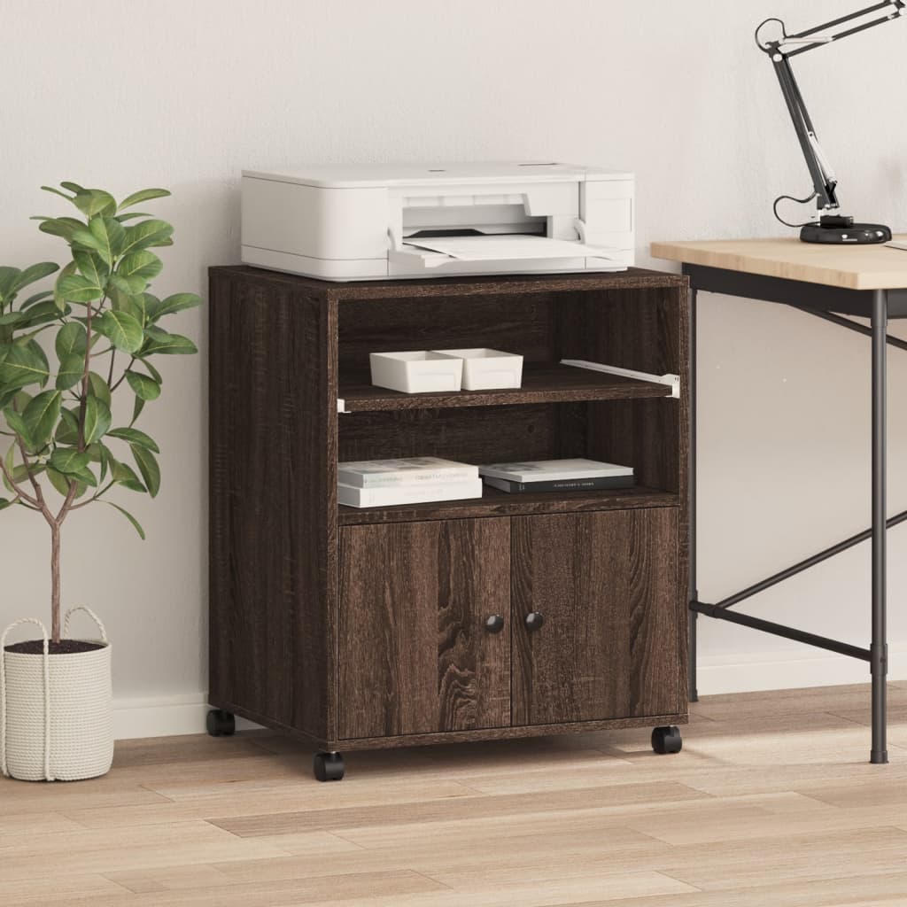 VidaXL Druckerschrank mit Rollen 60x48x74 cm braune Eiche