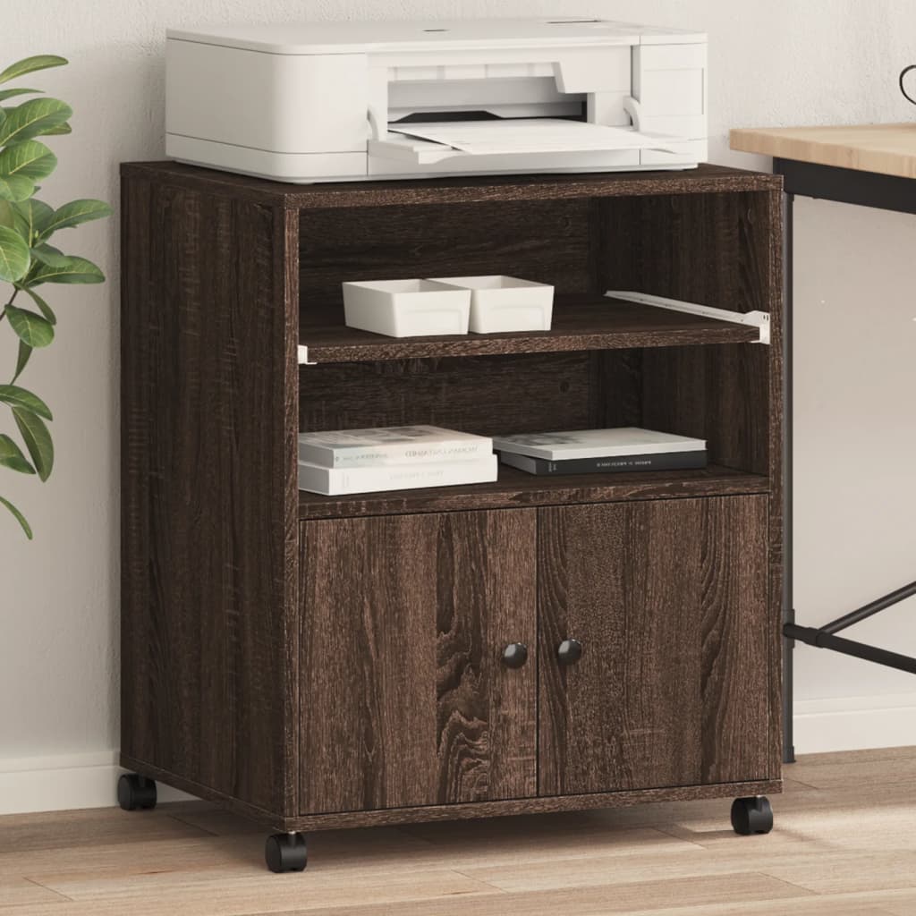 VidaXL Druckerschrank mit Rollen 60x48x74 cm braune Eiche