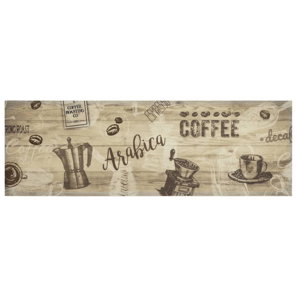 Vidaxx Küchenmatte waschbar Kaffeedruck 60x180 cm samtbraun