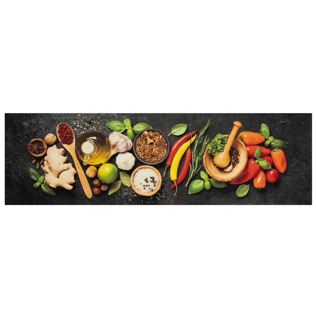 Vidaxx Küchenmatte waschbarer Kräuterdruck 45x150 cm Samt