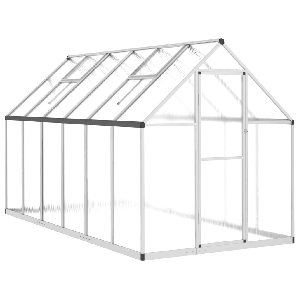 VidaXL Gartengewächshaus mit Grundgestell 334x169x195 cm Aluminium silberfarben