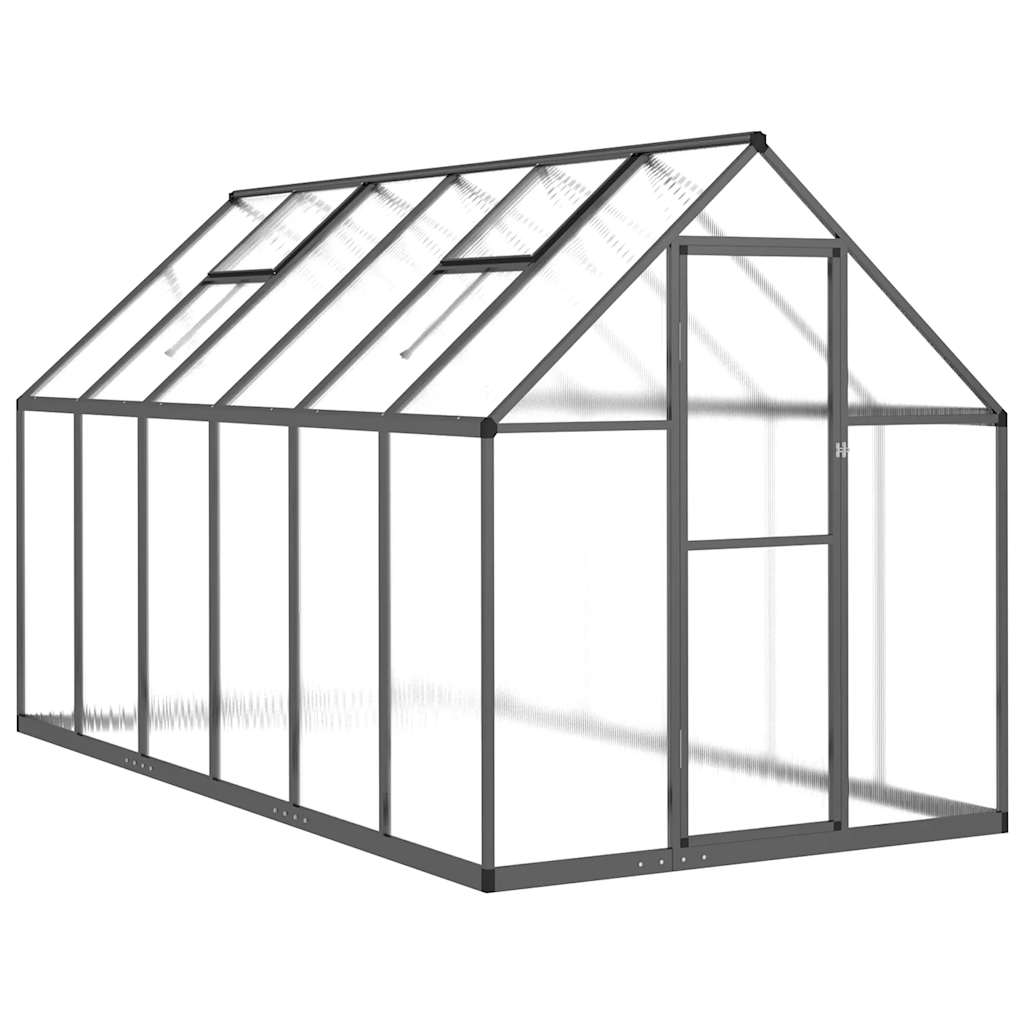 VidaXL Gartengewächshaus mit Grundrahmen 334 x 169 x 195 cm, Farbe Aluminium Anthrazit