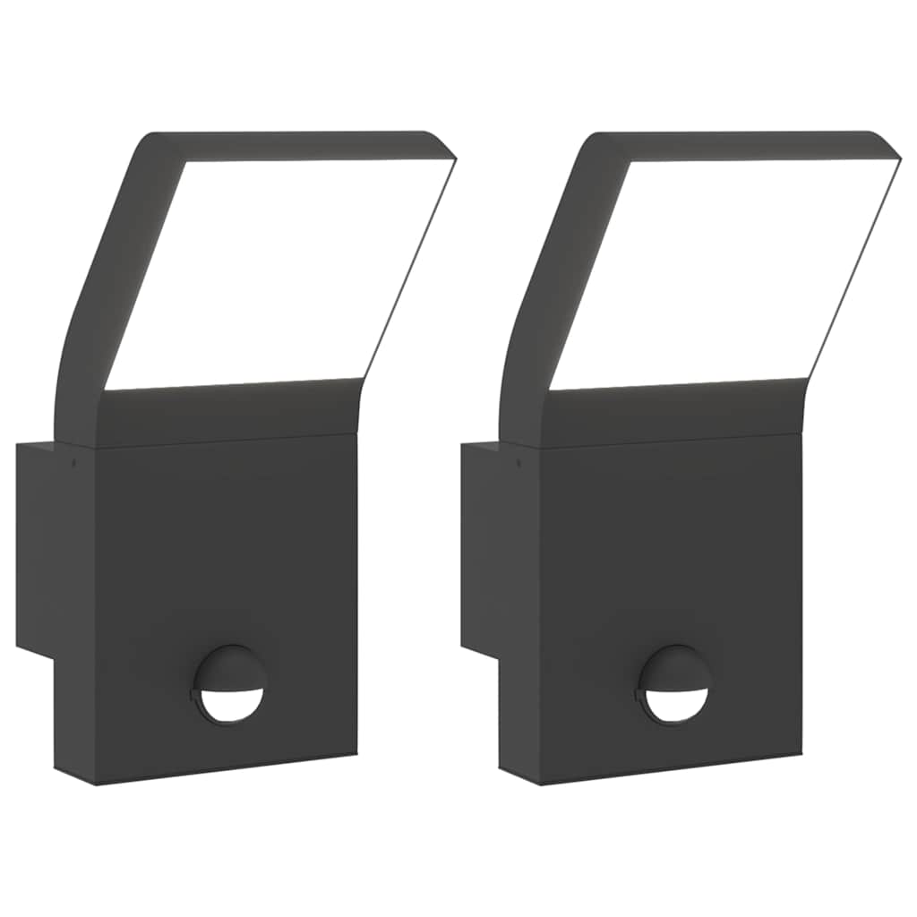 Vidaxx Außenwandleuchten, 2 Stück LED mit Sensoren, Aluminiumguss schwarz