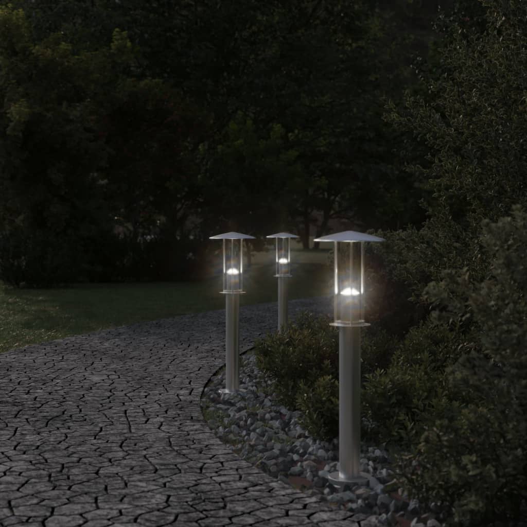 Vidaxx Außenstehleuchte 3 Stk. 60 cm Edelstahl silberfarben