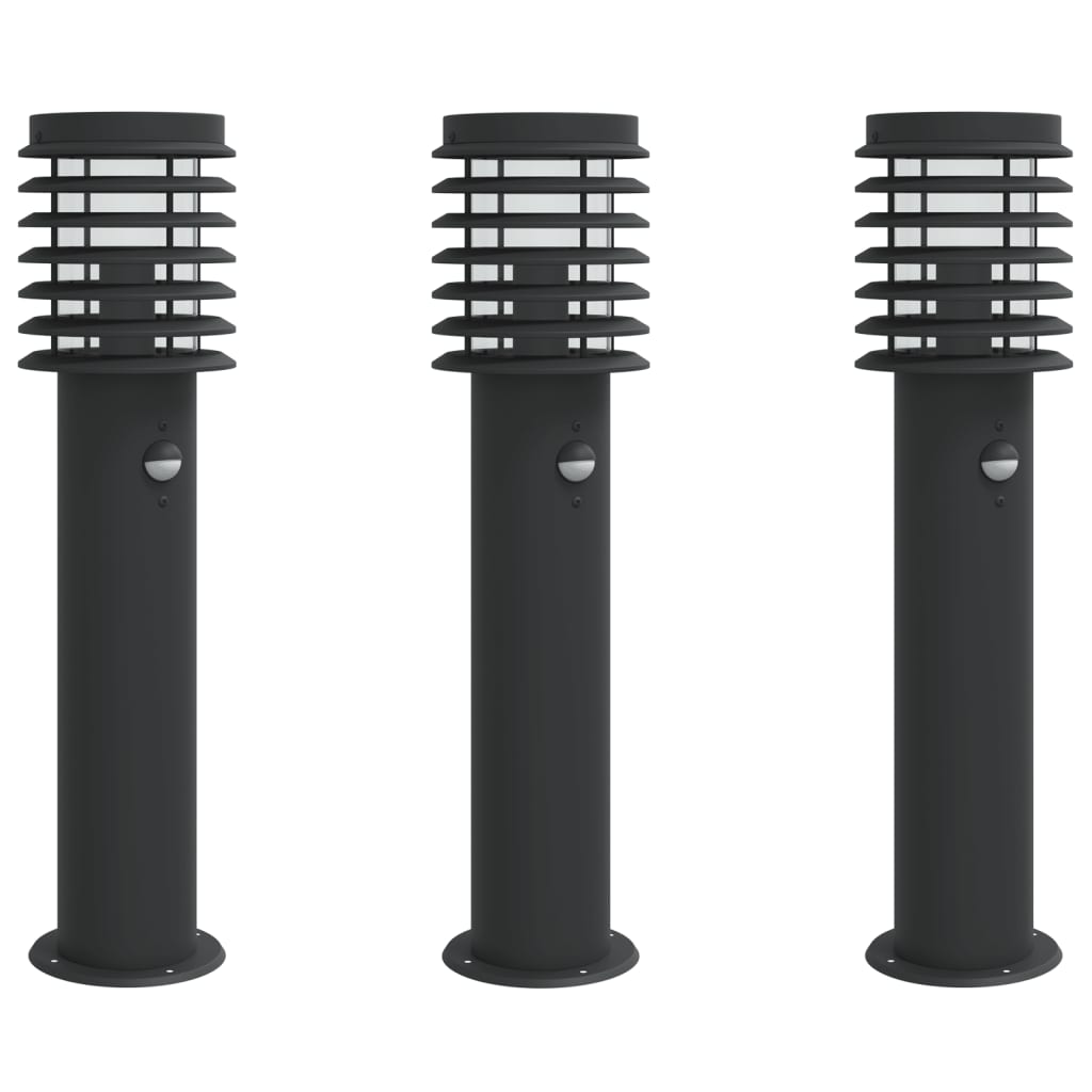 Vidaxx Außenstehleuchten 3 Stk. mit Sensoren Edelstahl schwarz