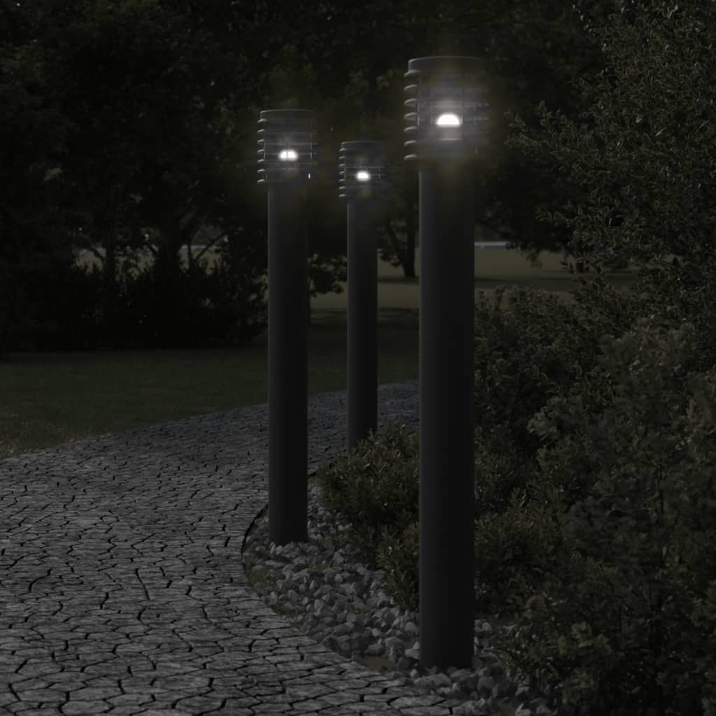 Vidaxx Außenstehleuchten 3 Stk. Fassung 110 cm Edelstahl schwarz