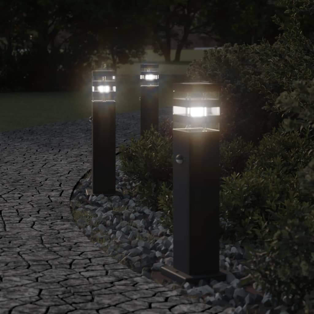 Vidaxx Außenstehleuchten 3 Stück mit Sensor 50 cm Aluminium schwarz
