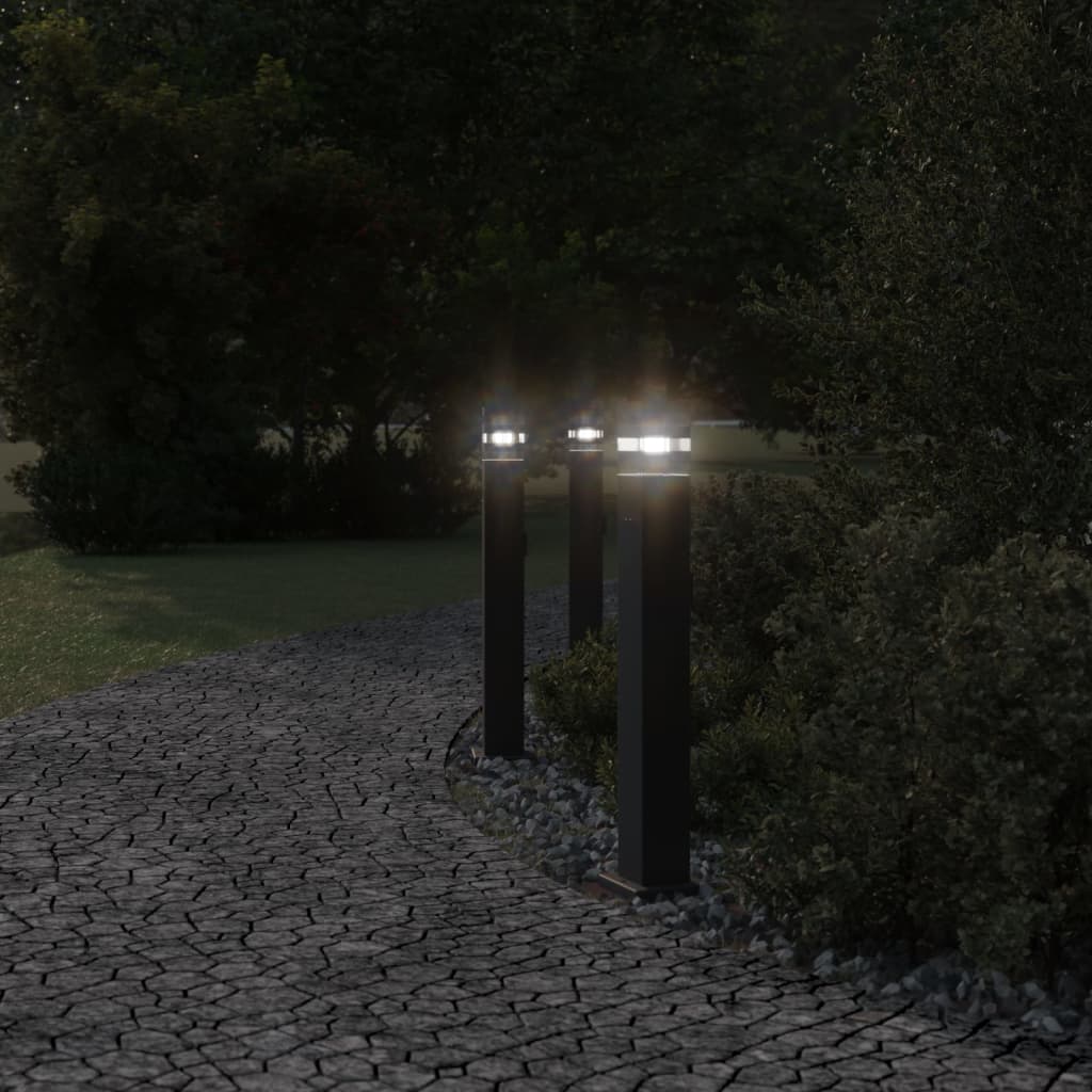 Vidaxx Außenstehleuchten 3 Stück mit Fassung 80 cm Aluminium schwarz
