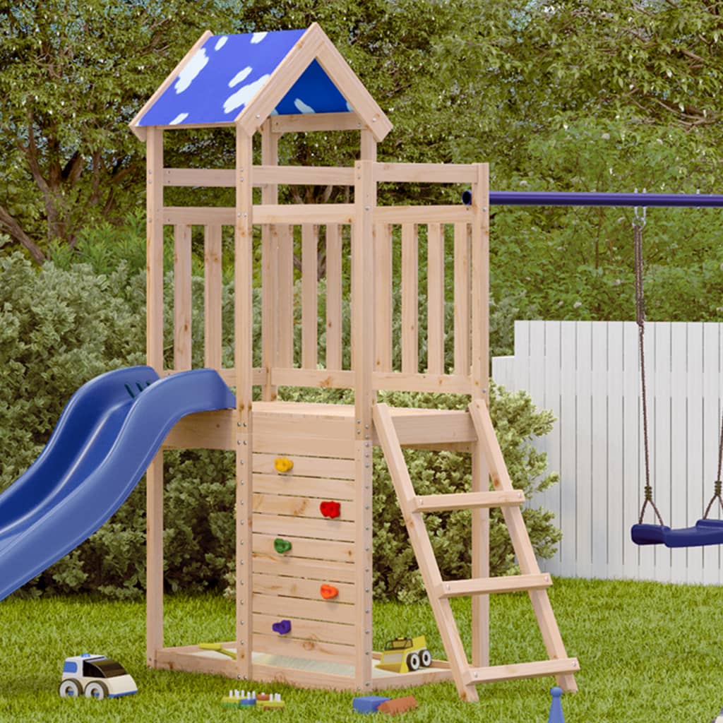 VidaXL Spielturm mit Felswand 110,5x52,5x215 cm Kiefer massiv