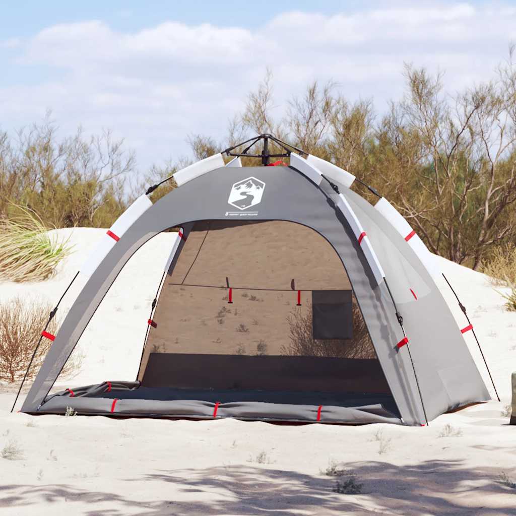 Vidaxl Strandzelt 2-Personen wasserdicht Schnellverschluss grau