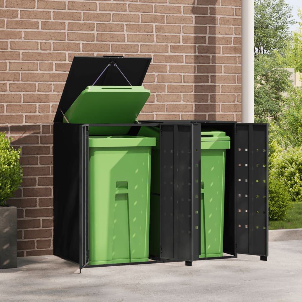 VidaXL Containeraufbewahrung für 2 Container 138x79x117 cm schwarzer Stahl