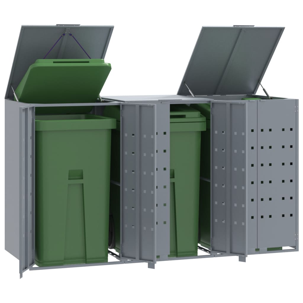 VidaXL Containeraufbewahrung für 3 Container 207x79x117 cm grauer Stahl