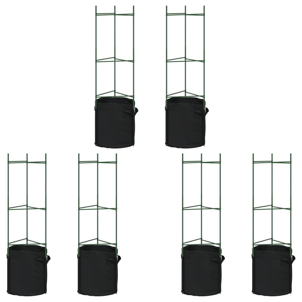 VidaXL Tomatenkäfige mit Pflanzbeutel 6 Stück 116 cm Stahl und Polypropylen