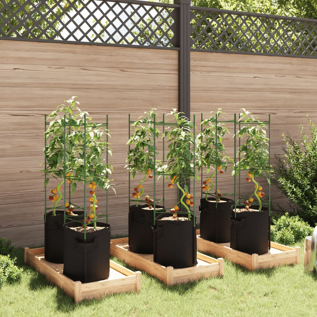 VidaXL Tomatenkäfige mit Pflanzbeutel 6 Stück 116 cm Stahl und Polypropylen