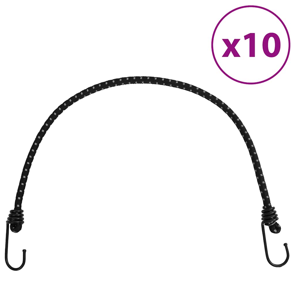 Vidaxl Spanngummis mit Reflektorstreifen und Haken 10 Stück 59 cm