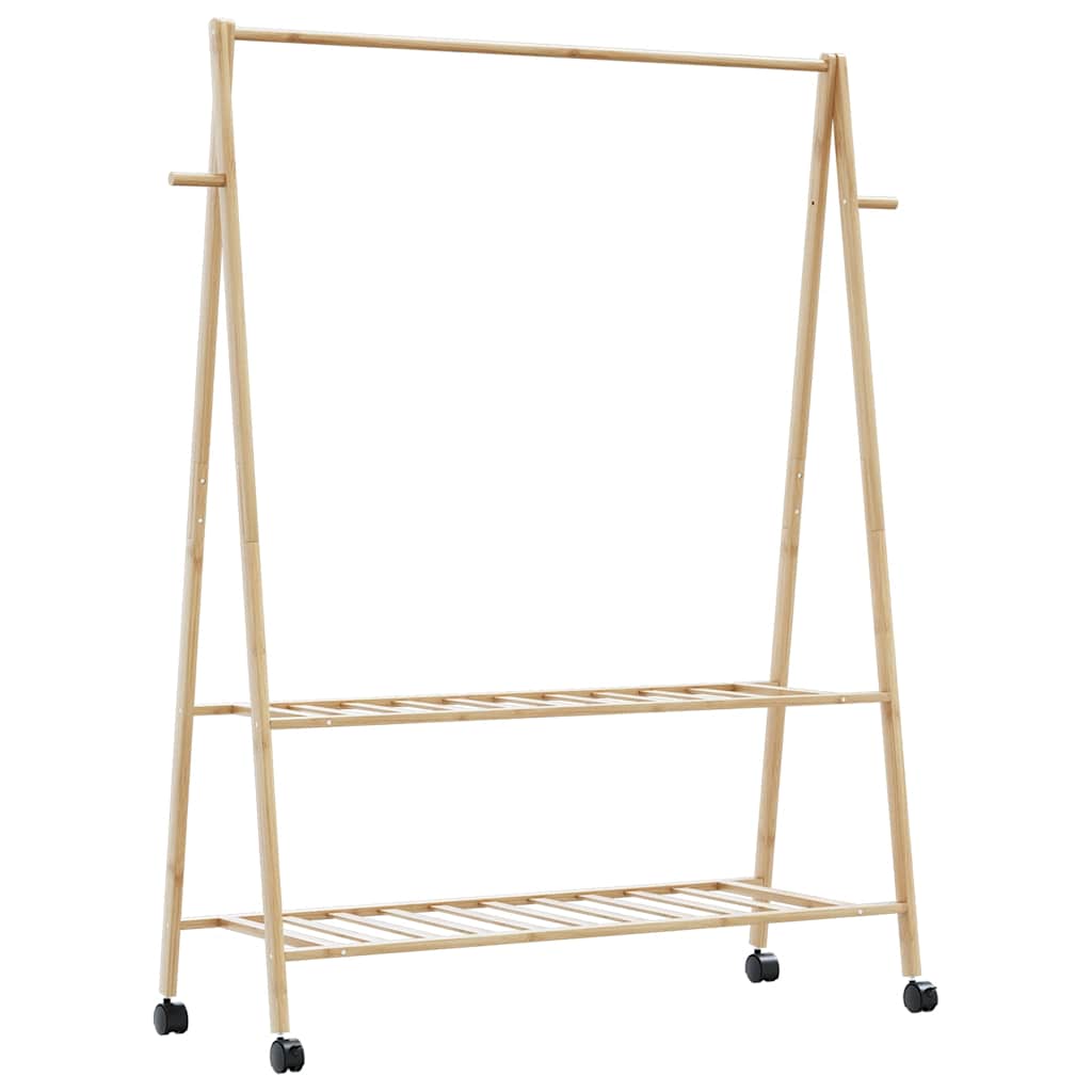 Vidaxx Kleiderständer mit Regalen und Rollen 132x45,5x155,5 cm Bambus