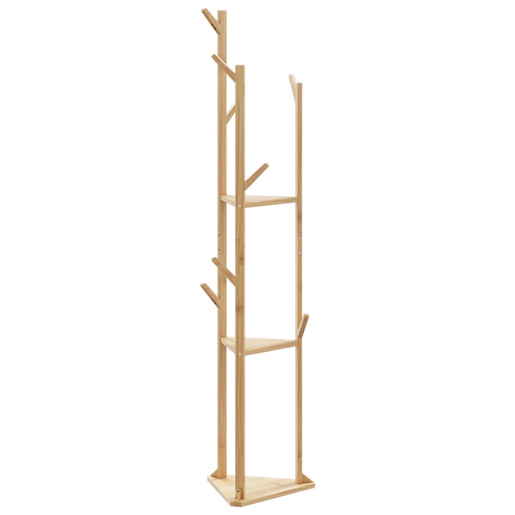 Vidaxxl Garderobenständer mit Haken und Regalen 39x33x166 cm Bambus