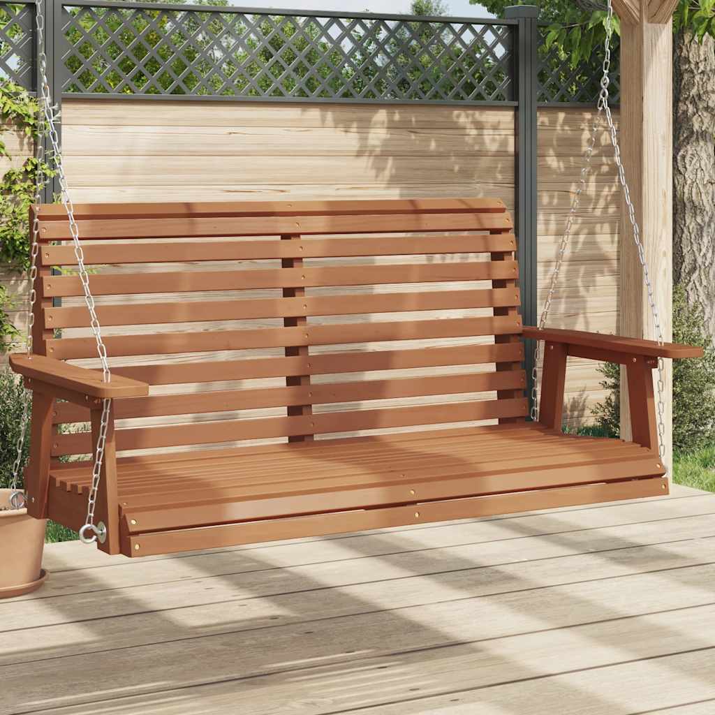 Vidaxl Gartenschaukelbank mit Metallketten, massives Kiefernholz, braun