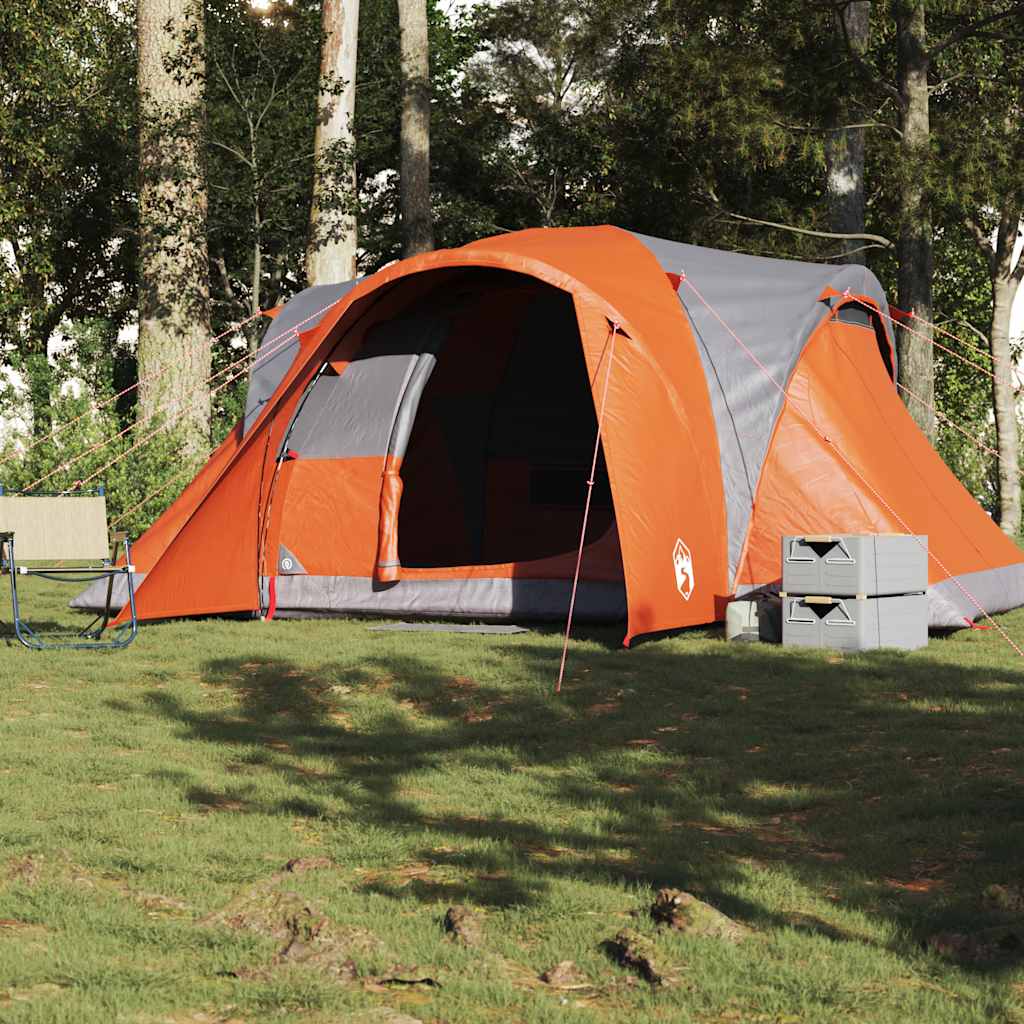 Vidaxx Kuppelzelt 6-Personen wasserdicht grau und orange