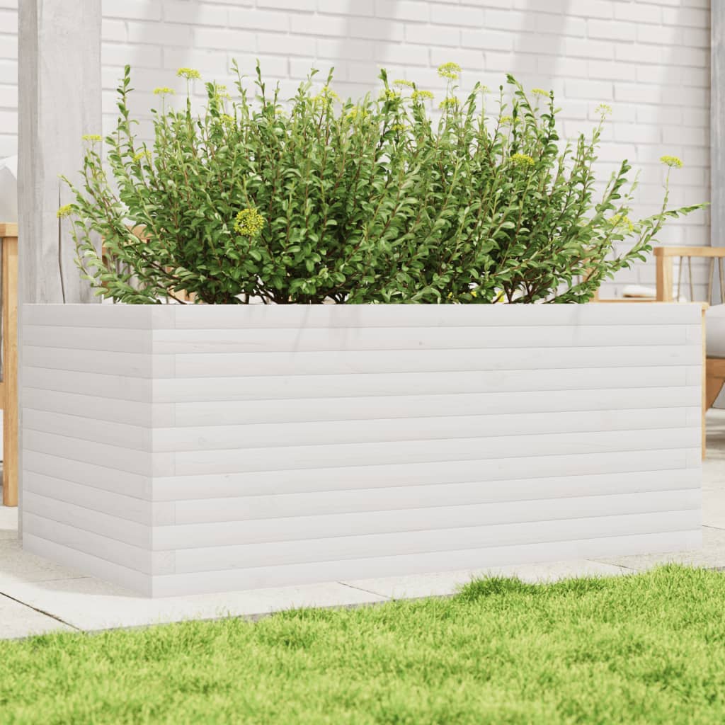VidaXL Pflanzgefäß 110x60x45,5 cm massives Kiefernholz weiß