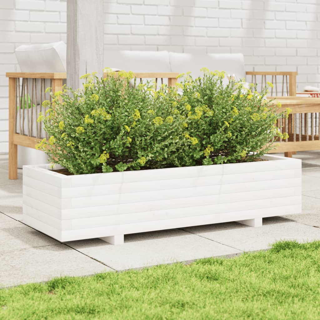 Vidaxx Pflanzgefäß 110x40x26,5 cm massives Kiefernholz weiß