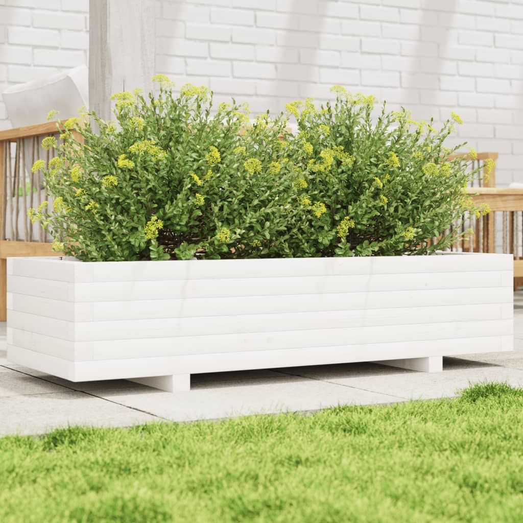 Vidaxx Pflanzgefäß 110x40x26,5 cm massives Kiefernholz weiß