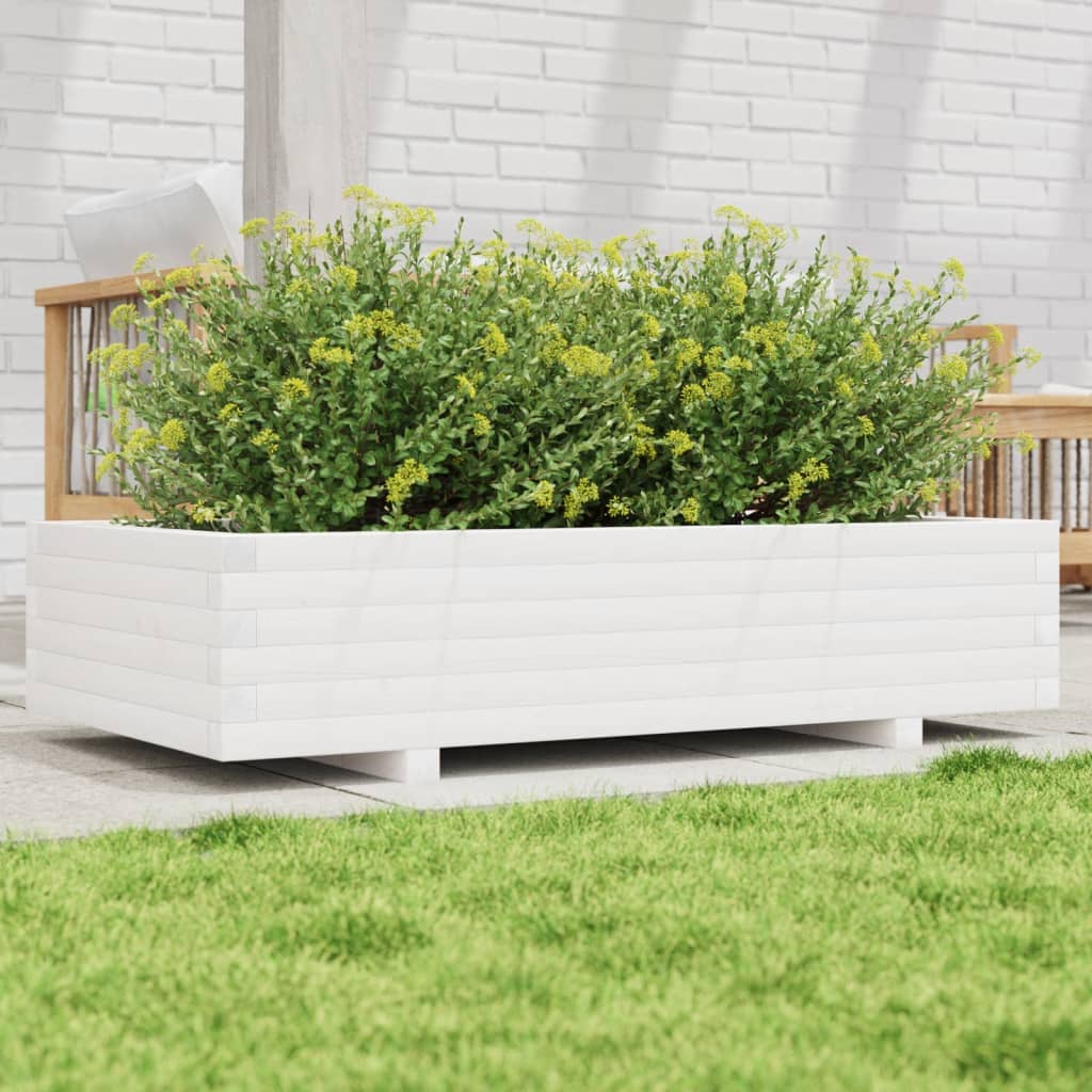 Vidaxx Pflanzgefäß 110x60x26,5 cm massives Kiefernholz weiß