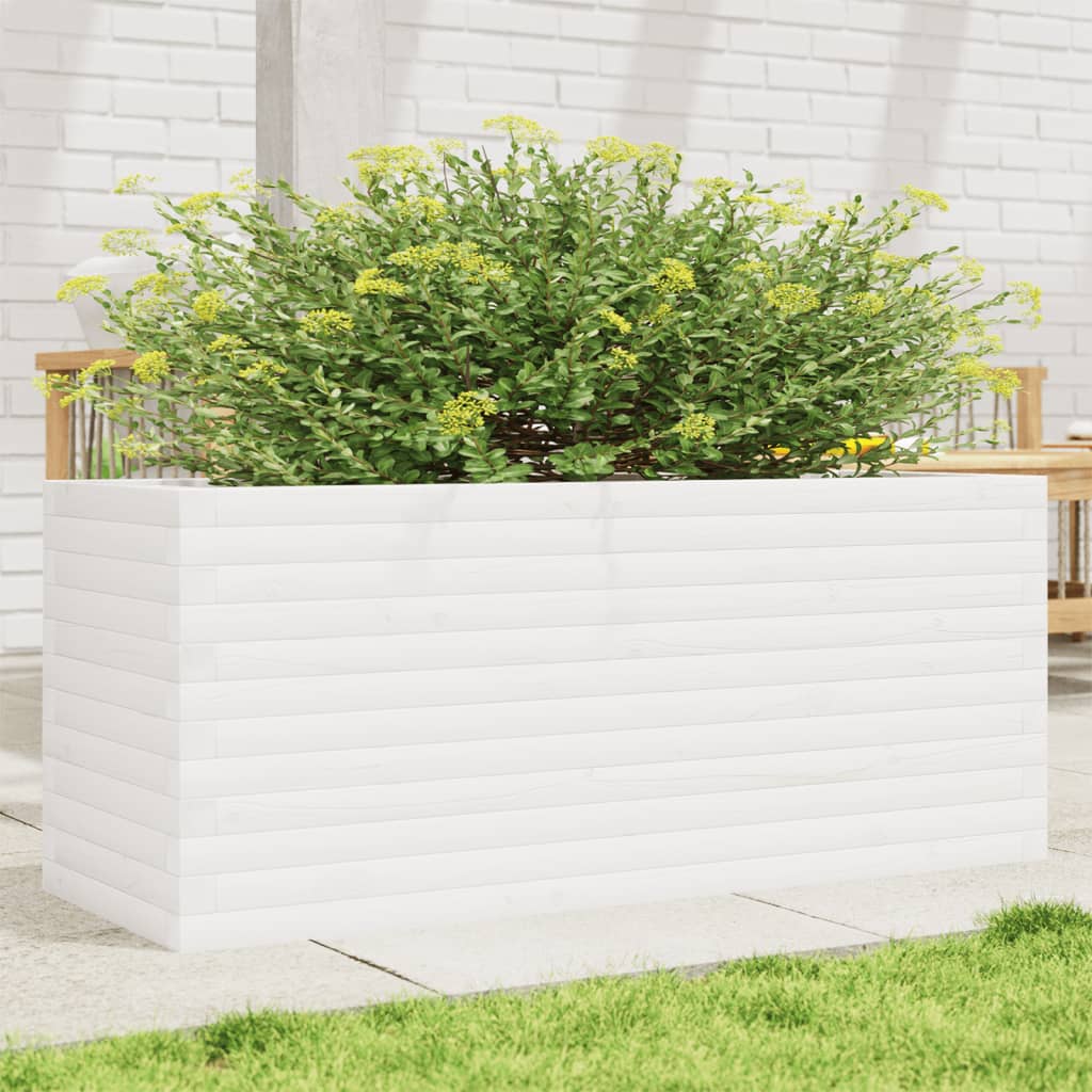 VidaXL Pflanzgefäß 110x40x46 cm massives Kiefernholz weiß
