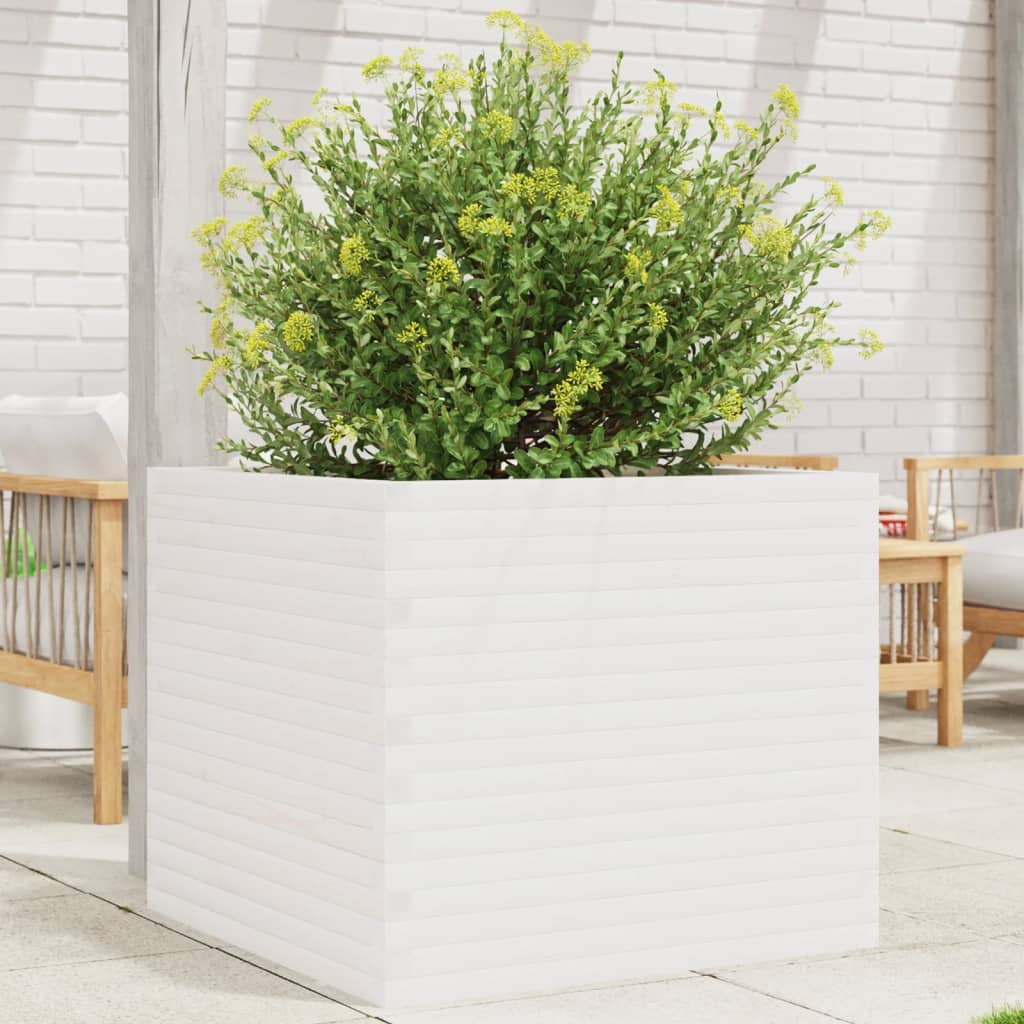 VidaXL Pflanzgefäß 80x80x68,5 cm massives Kiefernholz weiß