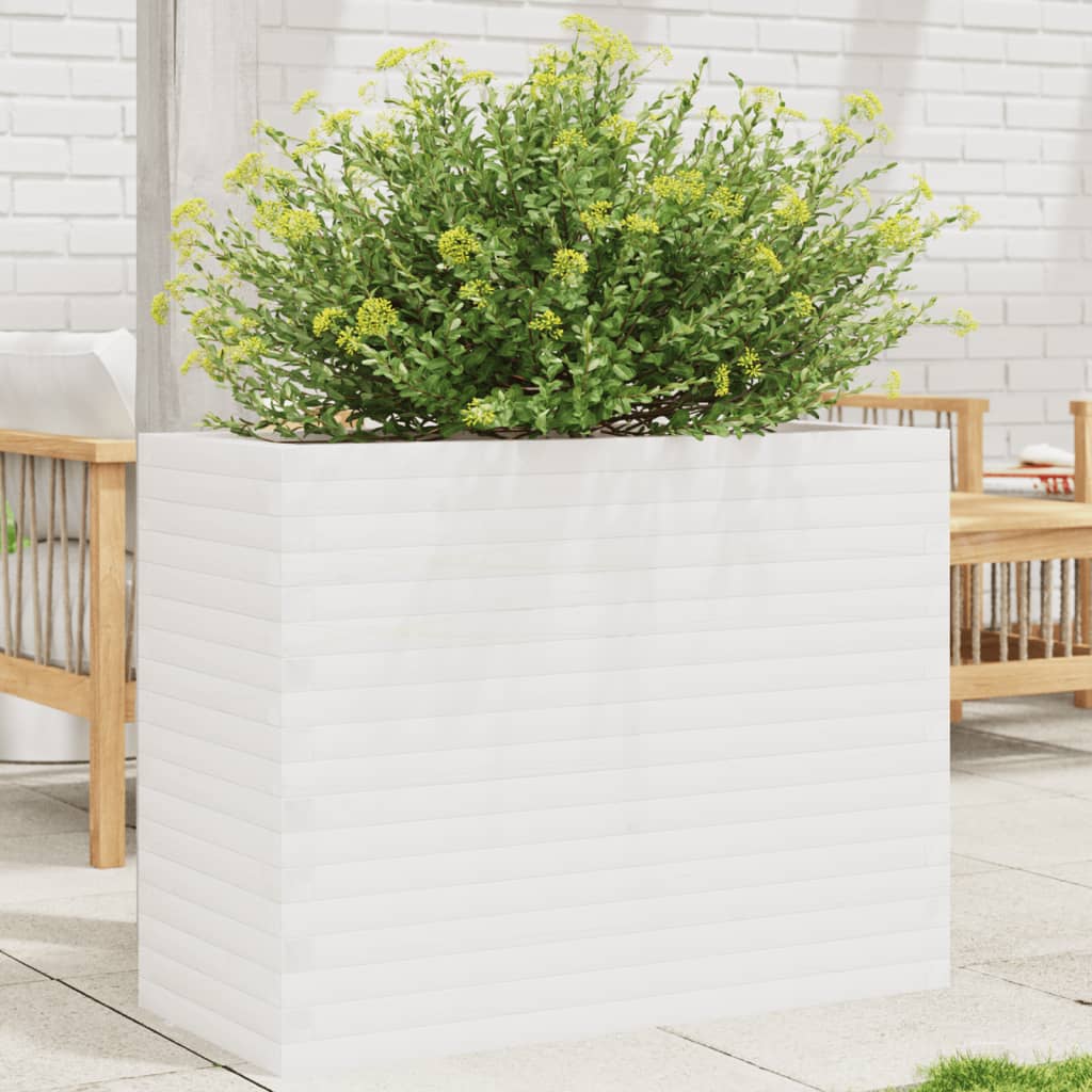 VidaXL Pflanzgefäß 90x40x68,5 cm massives Kiefernholz weiß