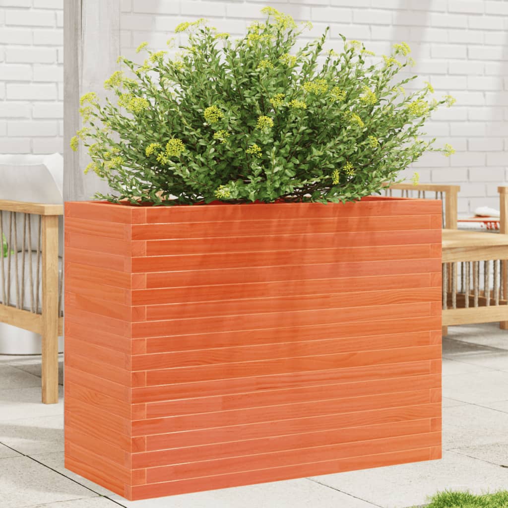 VidaXL Pflanzgefäß 90 x 40 x 68,5 cm, massives Kiefernholz, braun gewaschen