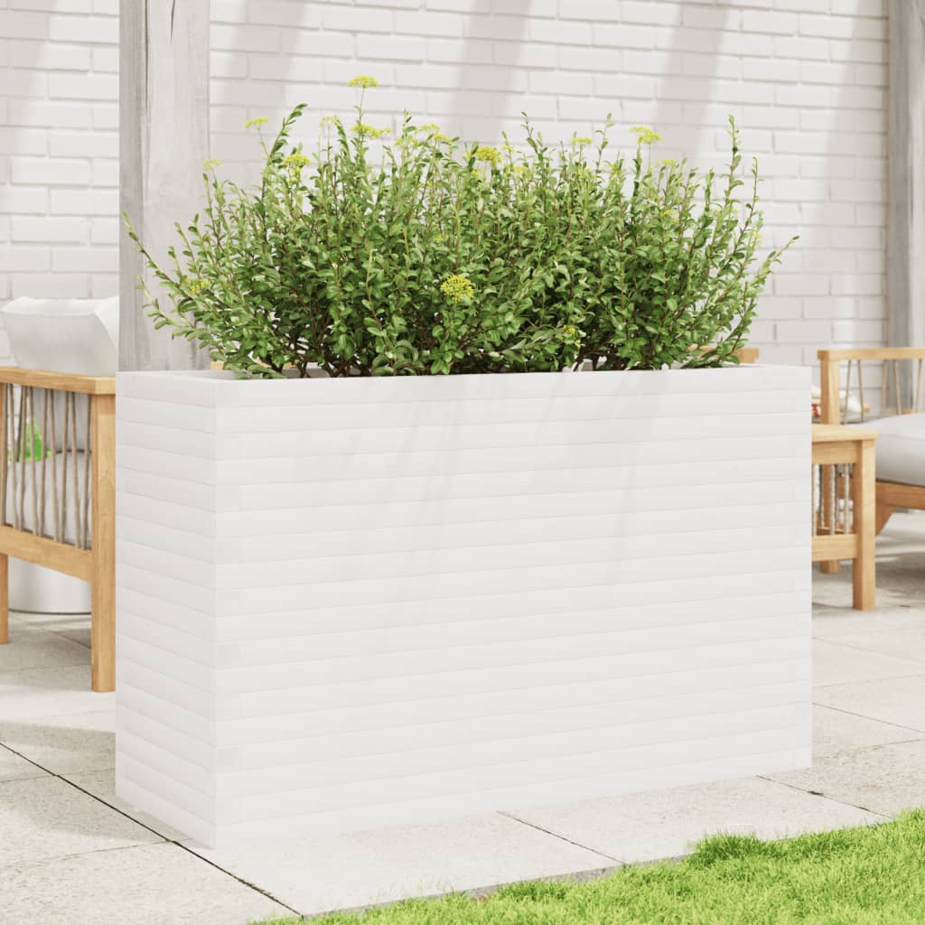 VidaXL Pflanzgefäß 110x40x68,5 cm massives Kiefernholz weiß