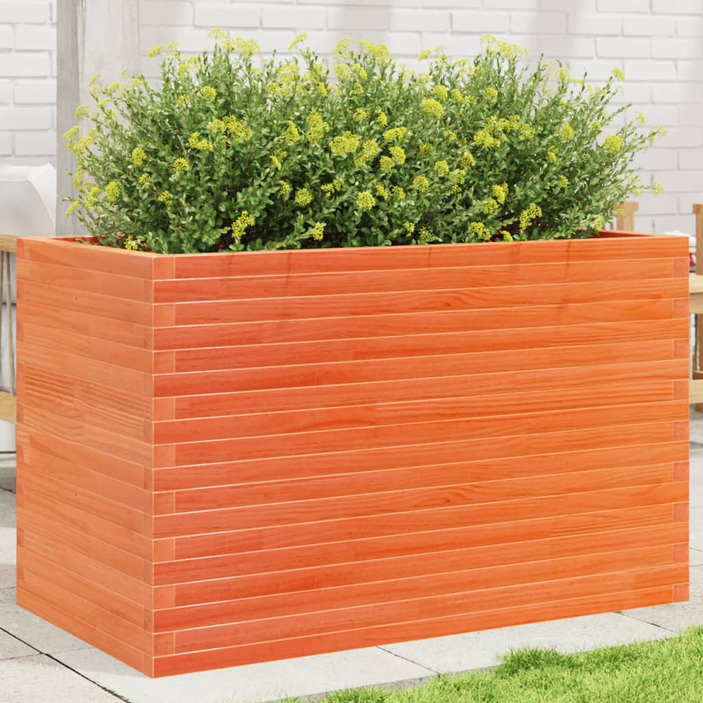 VidaXL Pflanzgefäß 110 x 60 x 68,5 cm, massives Kiefernholz, braun gewaschen
