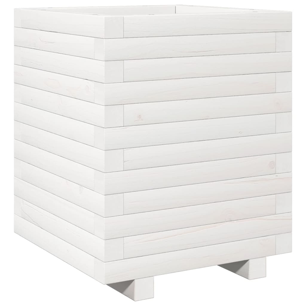 VidaXL Pflanzgefäß 40x40x49,5 cm massives Kiefernholz weiß