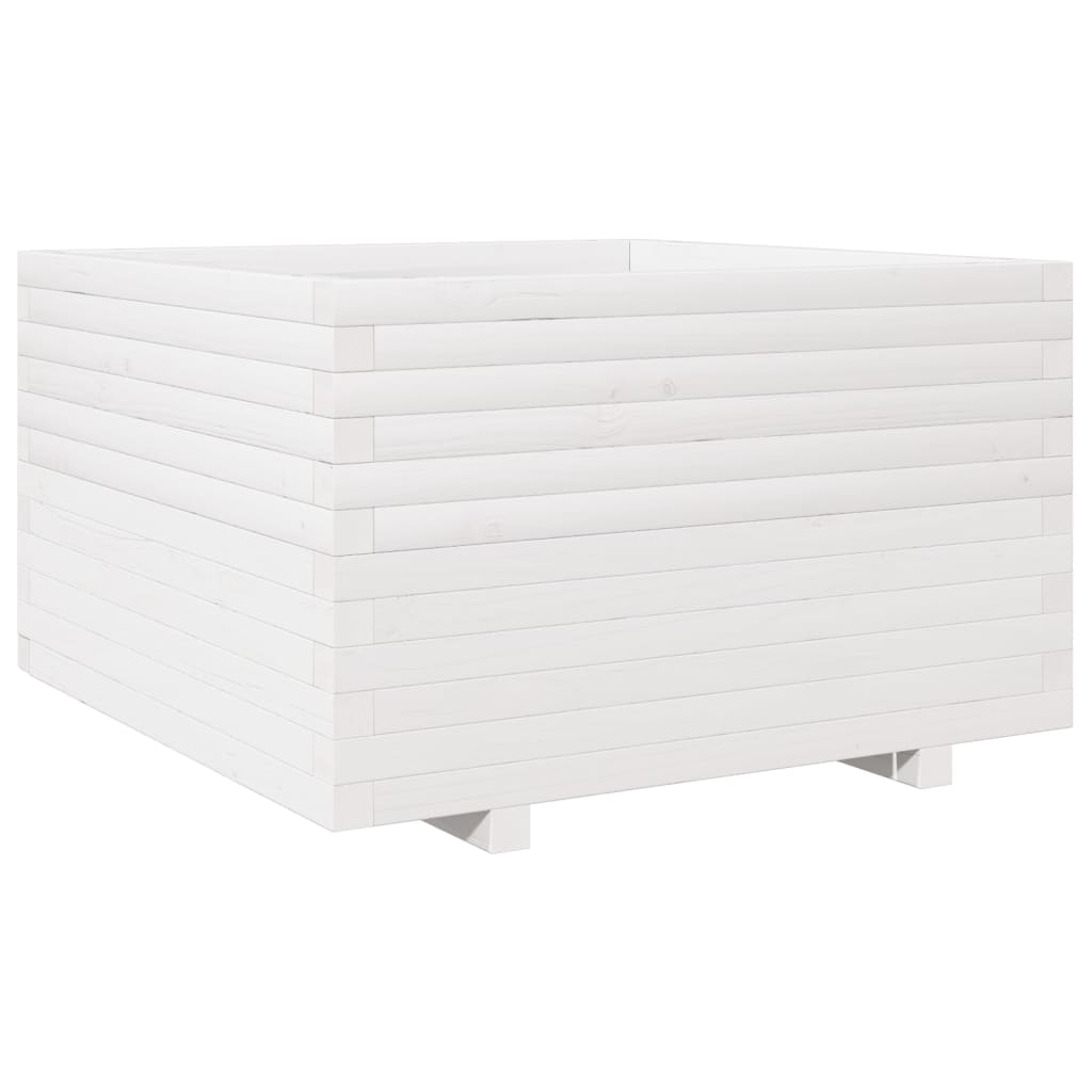 VidaXL Pflanzgefäß 80x80x49,5 cm massives Kiefernholz weiß